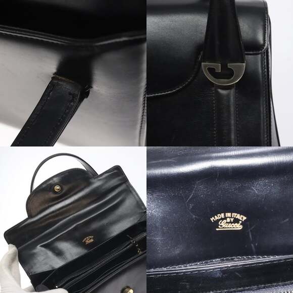 GUCCI Handbag Leather Black Gold - Picture 11 of 13